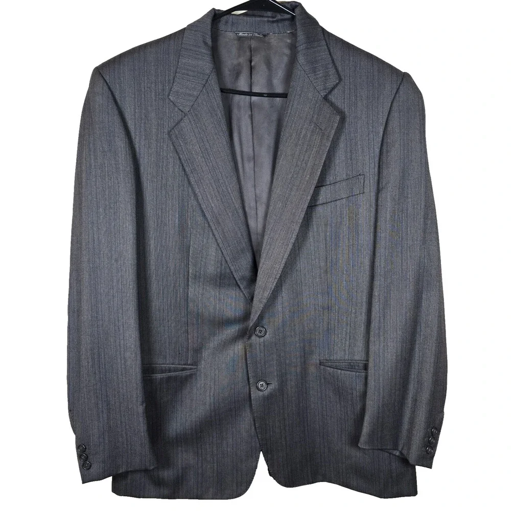 Ermenegildo Zegna Suit Jacket Blazer Mens Gray Wool 44 US 54 IT